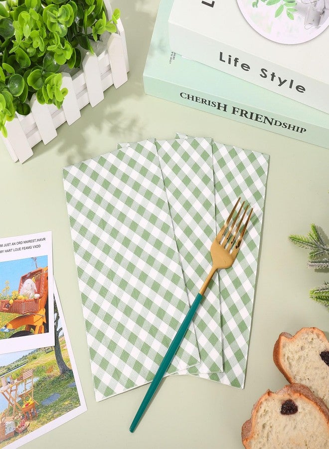 وولاين مناديل ورقية للضيوف من والين، لون أخضر حكيم، بنقشة مربعات مائلة، ثلاث طبقات، للاستخدام مرة واحدة، مناديل ورقية مربعة للعشاء، منشفة يد للعشاء، مناسبة لحفلات الزفاف وأعياد الميلاد، لتزيين الطاولة، 80 قطعة - Image 3